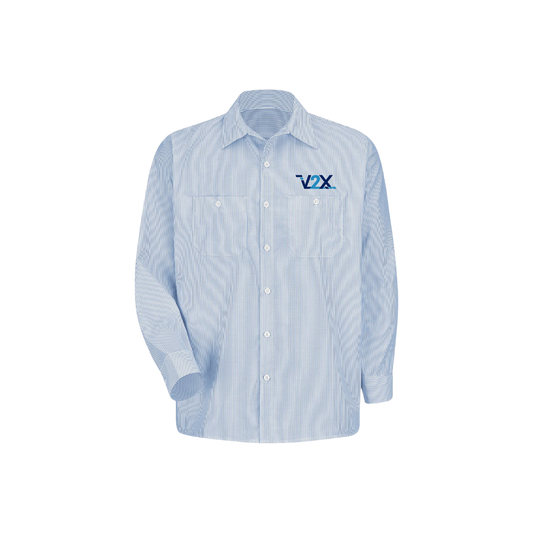 Men's Industrial Stripe Long Sleeve Work Shirt - LEADS *CUSTOM*