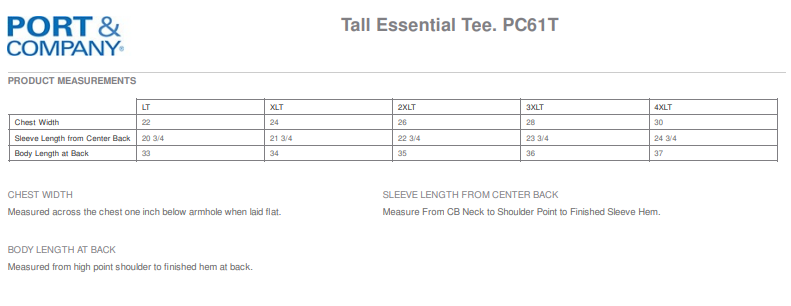 Port & Company® TALL Essential Tee - LIGHT BLUE