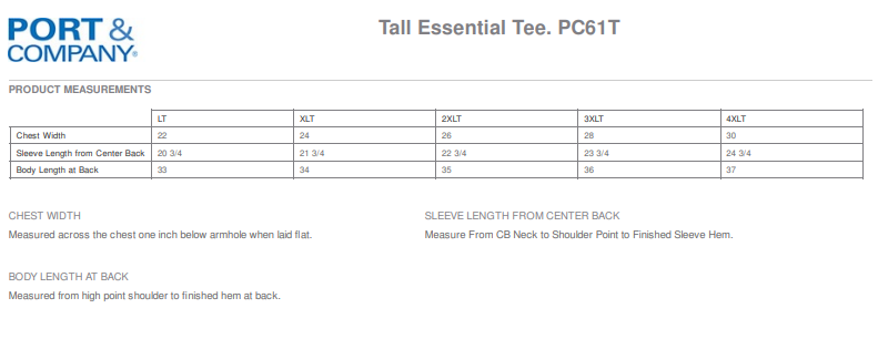 Port & Company® TALL Essential Tee - CHARCOAL *CUSTOM*